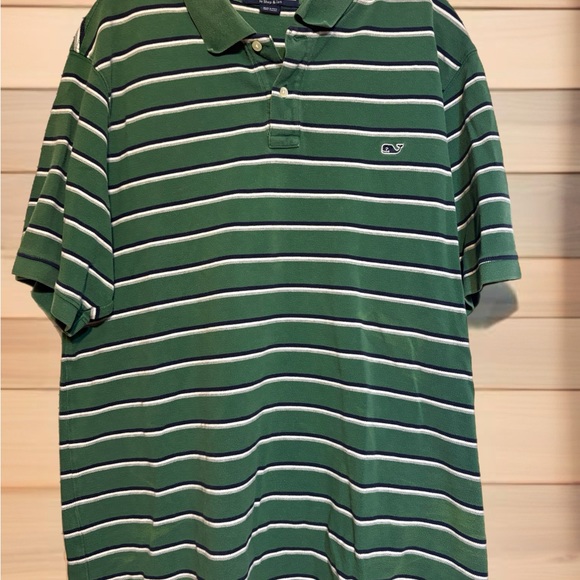 Vineyard Vines Green and White Striped Polo Shirt - Picture 3 of 4